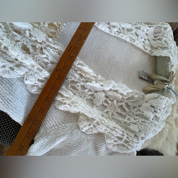 Vintage White Crochet Lace cardigan sweater light weight Large Nine West - Picture 11 of 13